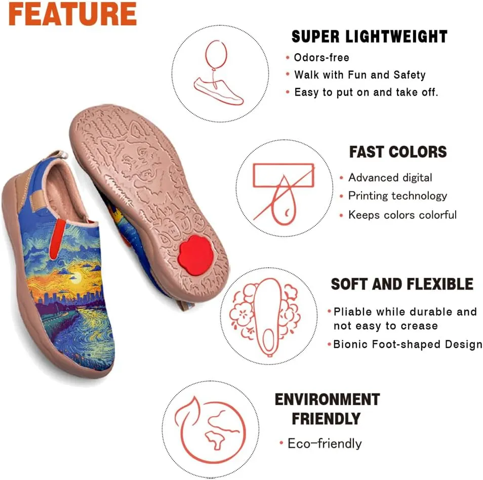Women's Slip On Casual Loafers Lightweight Comfort Shoes Art Painted Travel Walking Sneakers