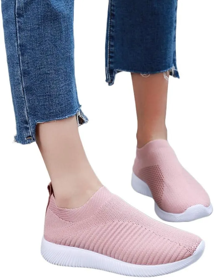 Women’s Slip-On Shoes Casual Lace-Free Walking Loafers Running Shoes for Men Comfortable White Casual Shoes Fashion Sneakers Red Tennis Shoe White Loafers