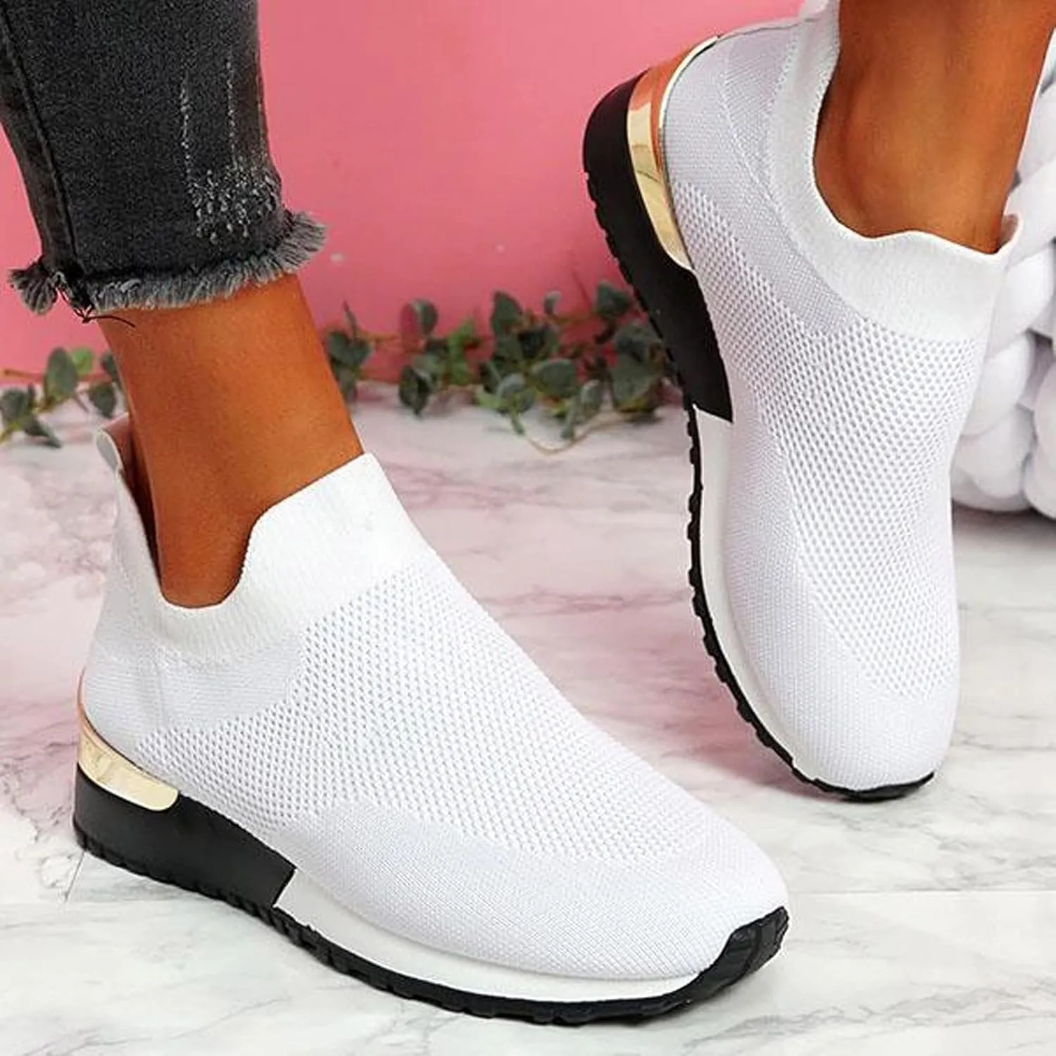Women’s Slip-On Shoes Casual Lace-Free Walking Loafers Tennis Shoes Men Arch Support Women's Shoes Casual Men's Fashion Sneakers Tennis Shoe Casual Loafers