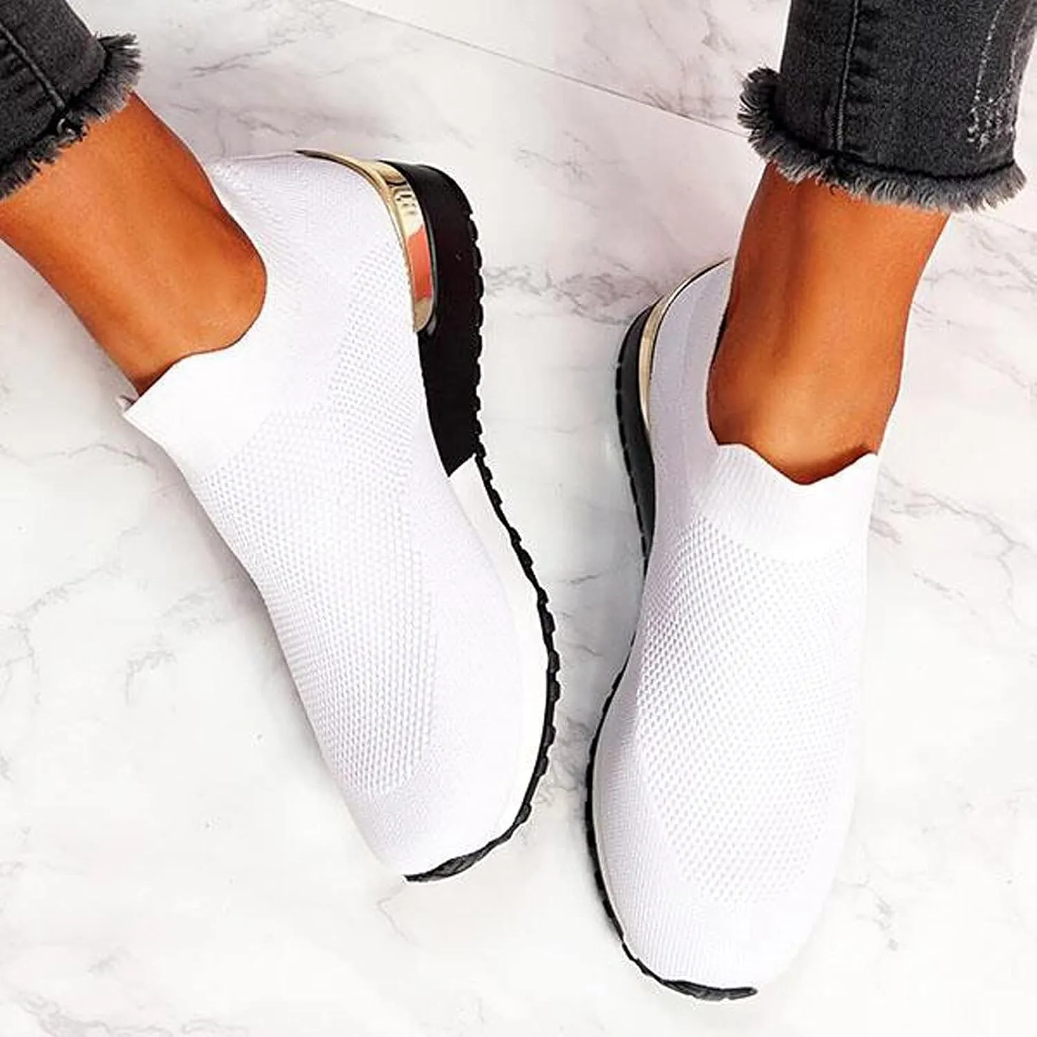 Women’s Slip-On Shoes Casual Lace-Free Walking Loafers Tennis Shoes Men Arch Support Women's Shoes Casual Men's Fashion Sneakers Tennis Shoe Casual Loafers