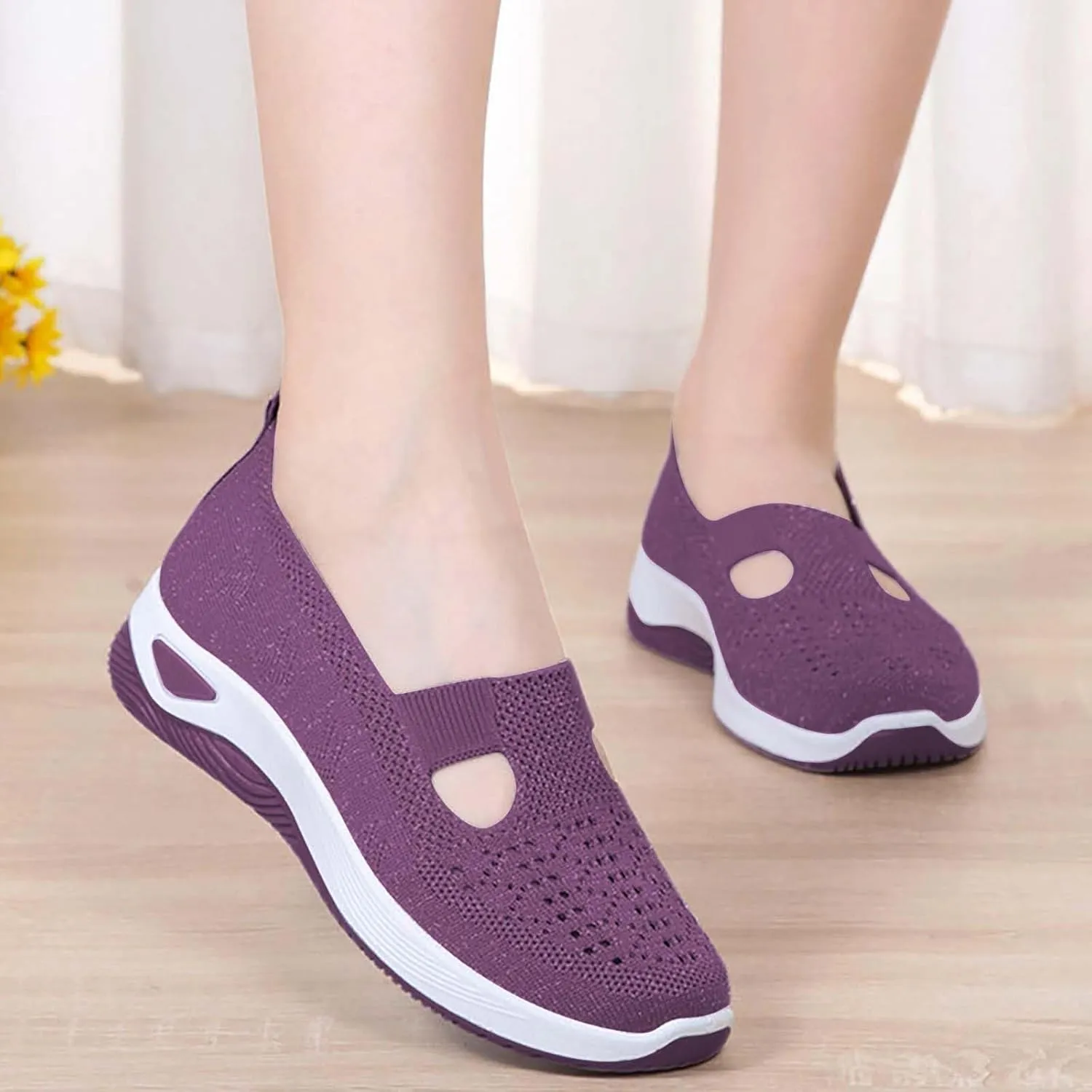 Women's Slip on Sneakers Shoes Woven Orthopedic Non Slip Work Shoes Women Arch Support Business Casual Shoes Dress Sneakers Waterproof Tennis Shoe Loafers Shoe
