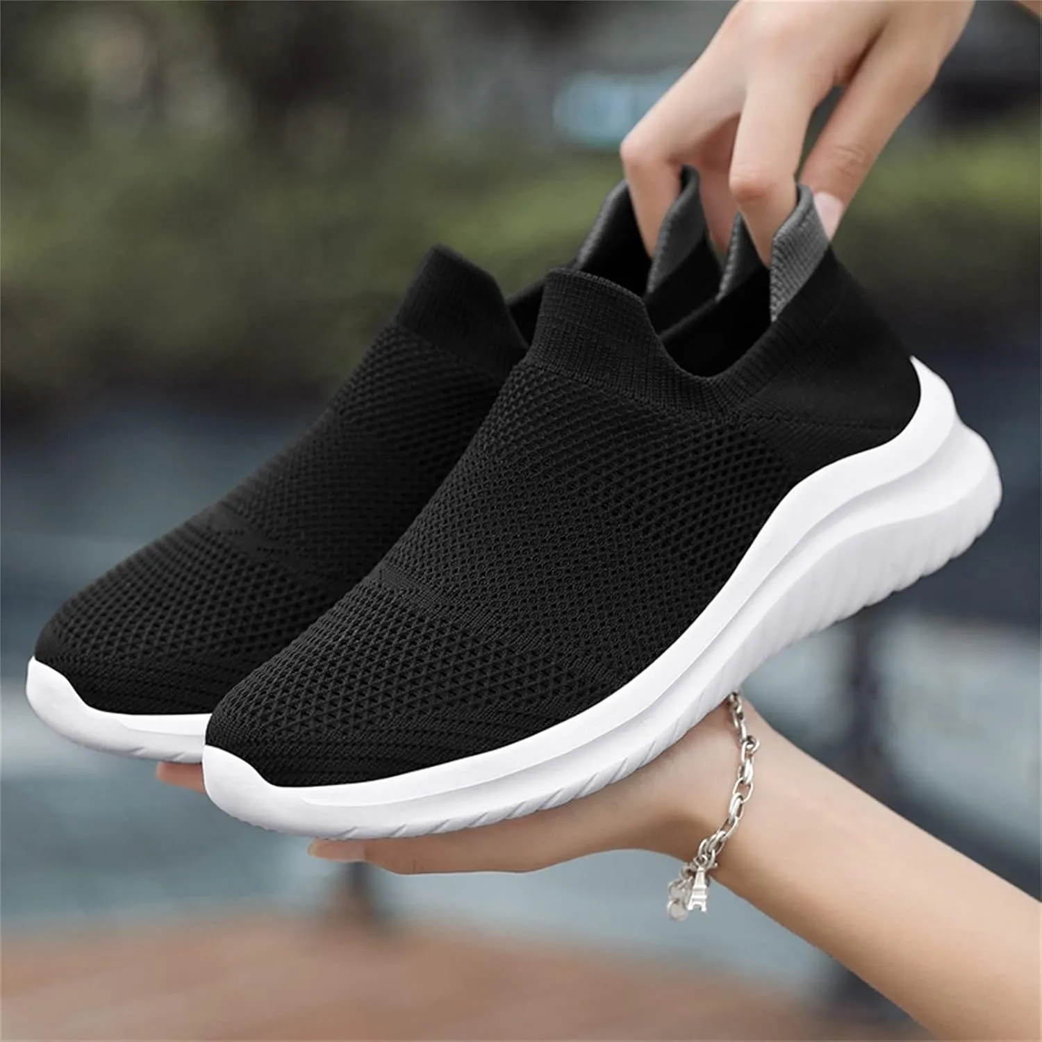 Womens Slip On Walking Shoes Non Slip Running Shoes Walking Shoes Women Slip On White Casual Shoes High Top Sneakers Waterproof Tennis Shoe Casual Loafers