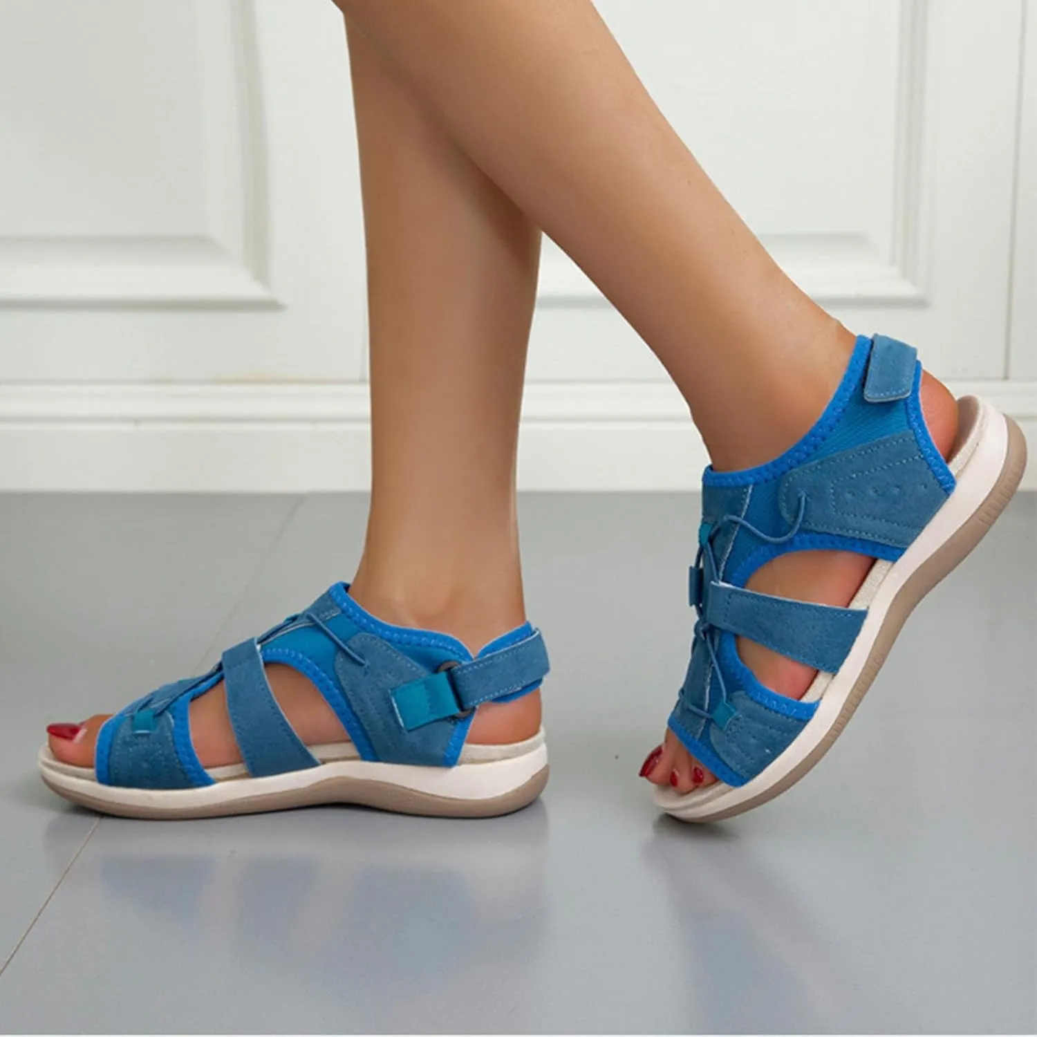 Women's Wedge Heel With Arch Support Low Top Round Toe Casual Sandals For Hiking Outdoor Walking Summer Platform Athletic Shoes Women