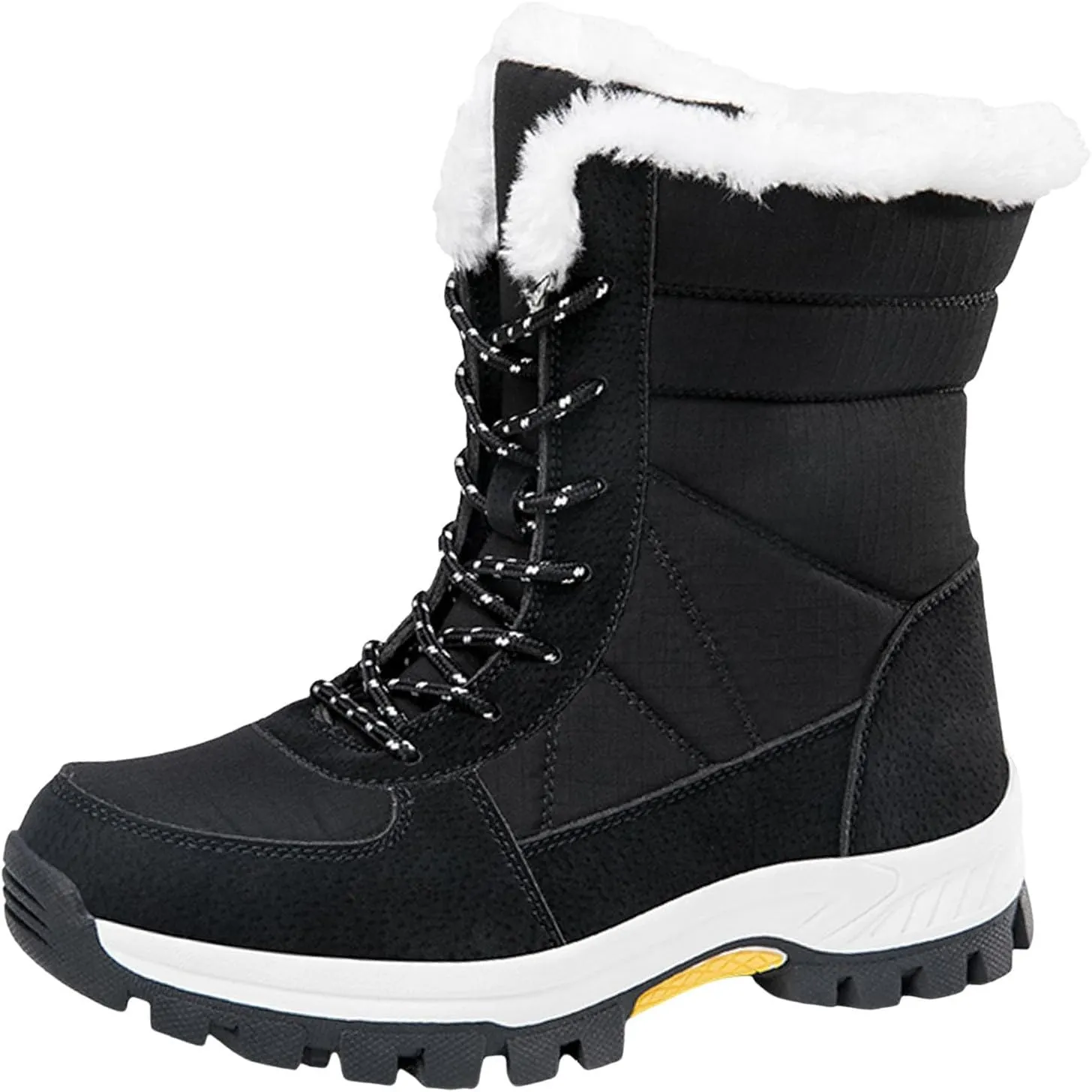 Womens Winter Snow Boots Ankle Boots for Women Water-proof Shoes Walking Boots Comfortable Hiking Tennis Booties Furry Mid Calf Boots Warm Fleece Lined Sneakers Lace-up Boots Lightweight