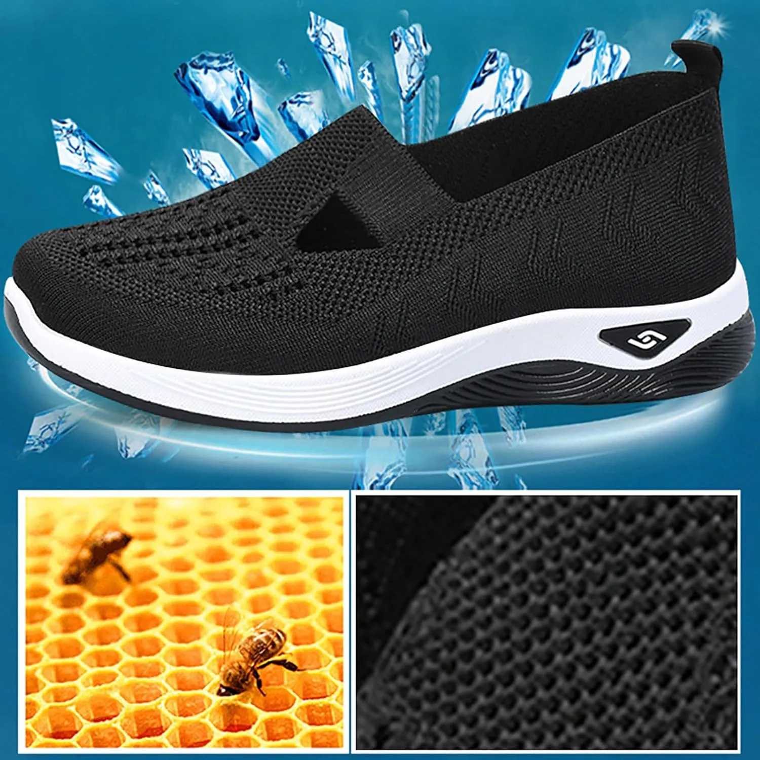 Women's Woven Orthopedic Breathable Soft Shoes Slip On Shoes Women Arch Support Women's Casual Shoes Platform Sneakers Waterproof Tennis Shoe Loafers Shoe