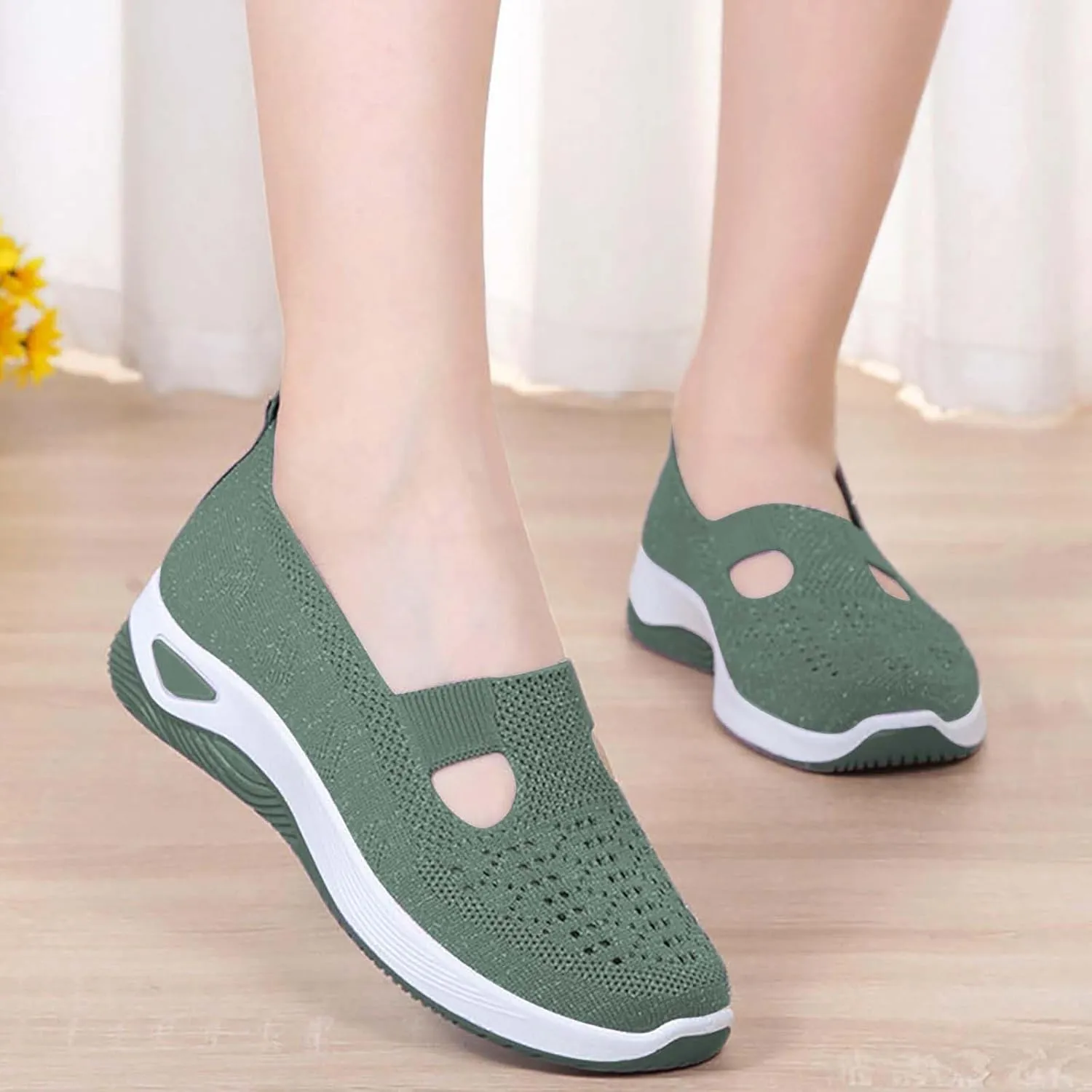 Women's Woven Orthopedic Breathable Soft Shoes Slip On Shoes Women Arch Support Women's Casual Shoes Platform Sneakers Waterproof Tennis Shoe Loafers Shoe
