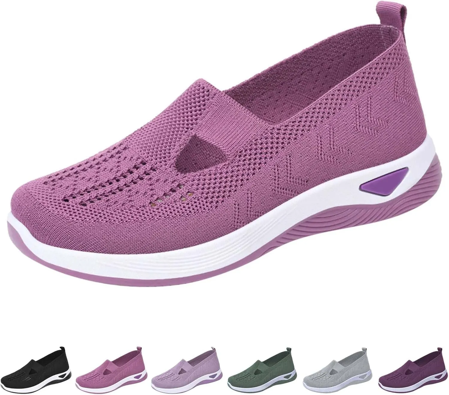 Women's Woven Orthopedic Breathable Soft Shoes Slip On Shoes Women Wide Business Casual Shoes Walking Sneakers Red Tennis Shoe Loafers Casual Slip On