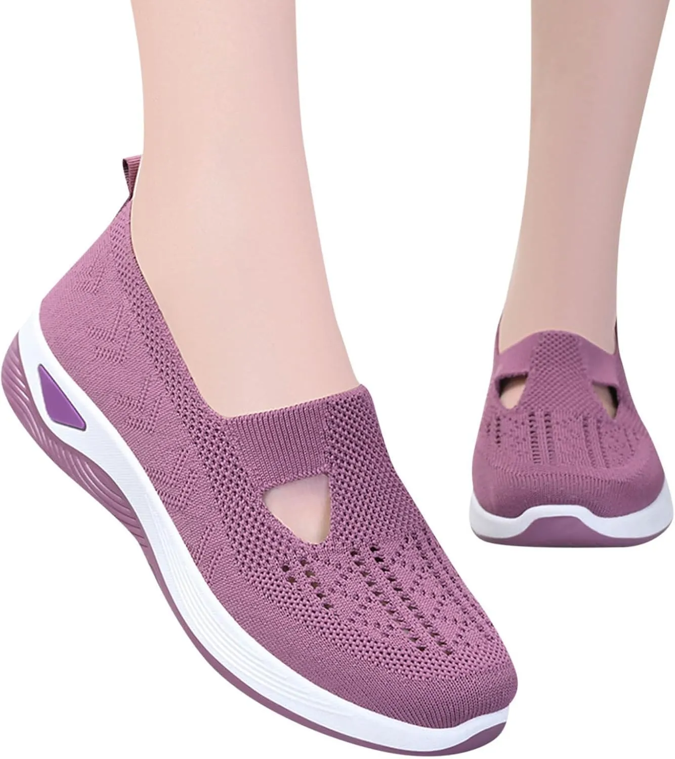 Women's Woven Orthopedic Breathable Soft Shoes Slip On Shoes Women Wide Business Casual Shoes Walking Sneakers Red Tennis Shoe Loafers Casual Slip On