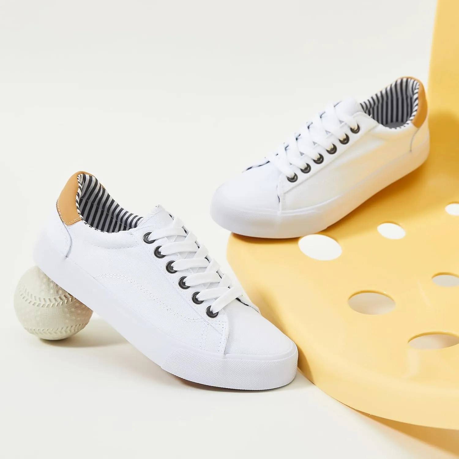 XRH Tennis Shoes Womens Low Top Casual Shoes for Women, Lace Up Canvas Sneakers Comfortable Shoes for Women Walking Shoes