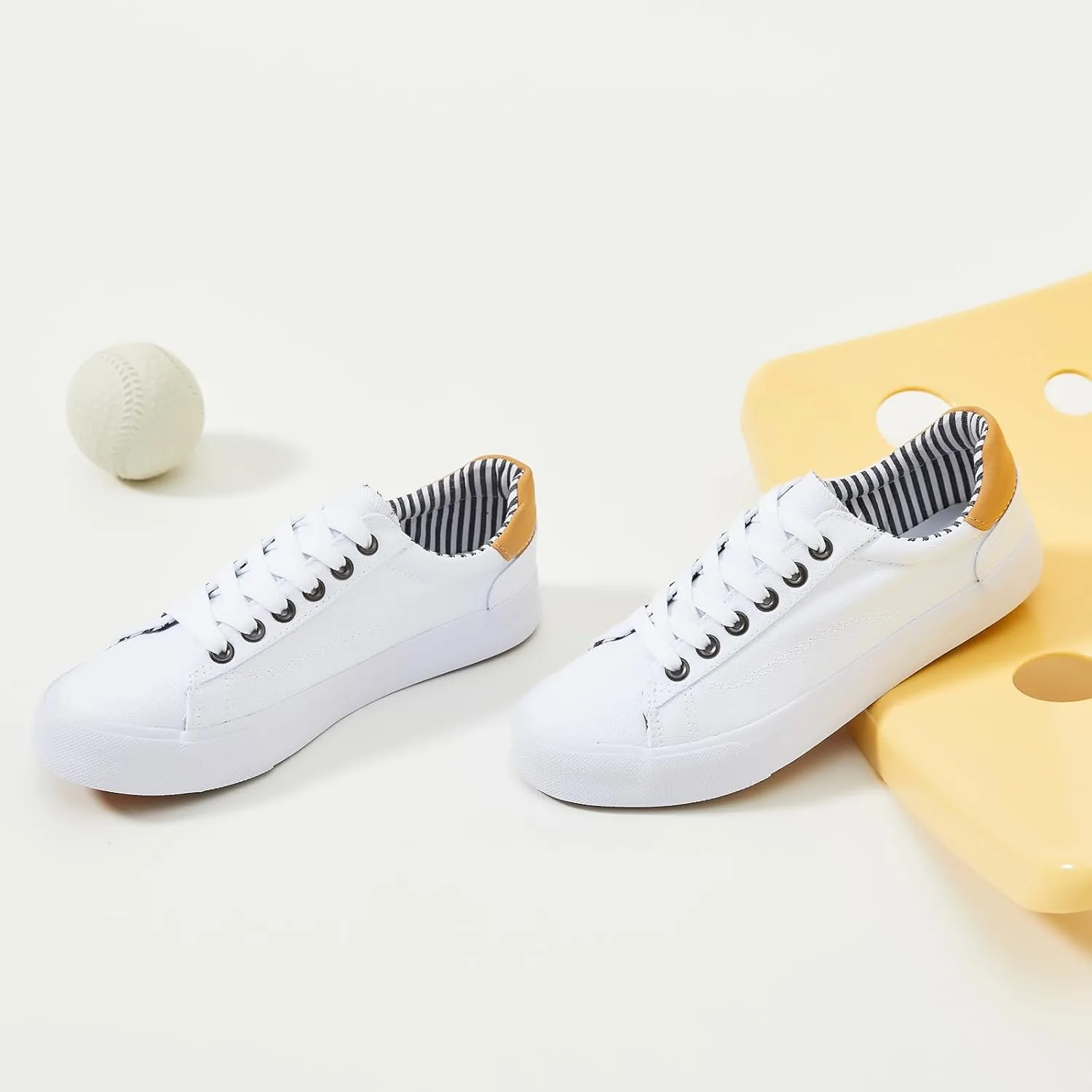 XRH Tennis Shoes Womens Low Top Casual Shoes for Women, Lace Up Canvas Sneakers Comfortable Shoes for Women Walking Shoes