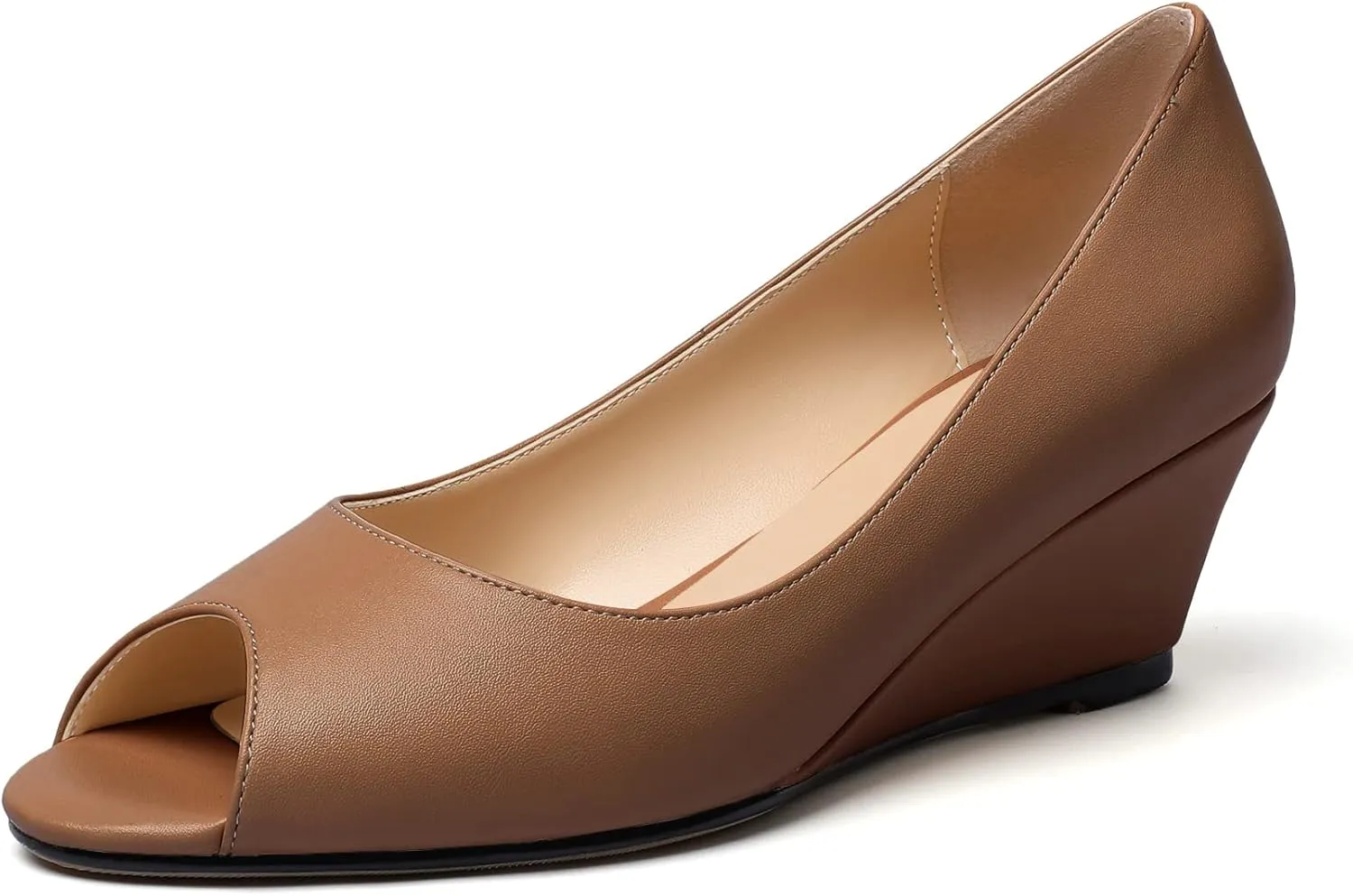 YODEKS Women's Peep Toe Wedge Sandals Low Heel Pumps Open Toe Heeled Sandals Shoes