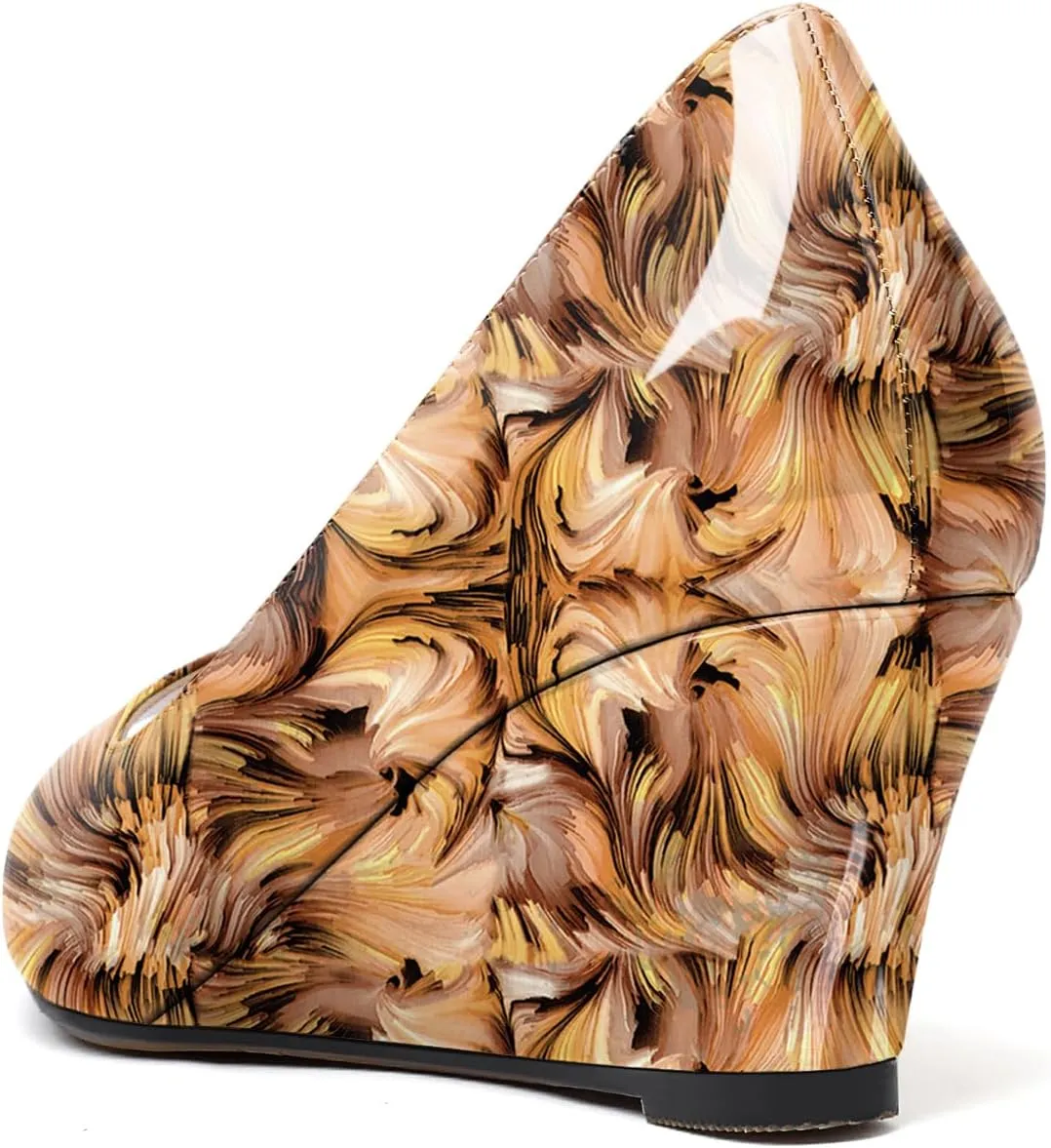 YODEKS Women's Peep Toe Wedge Sandals Low Heel Pumps Open Toe Heeled Sandals Shoes