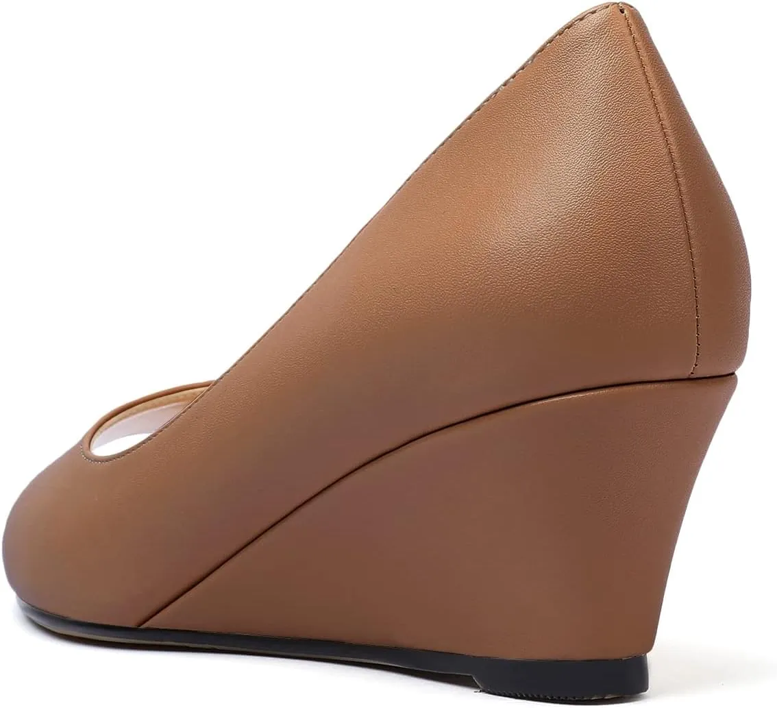YODEKS Women's Peep Toe Wedge Sandals Low Heel Pumps Open Toe Heeled Sandals Shoes