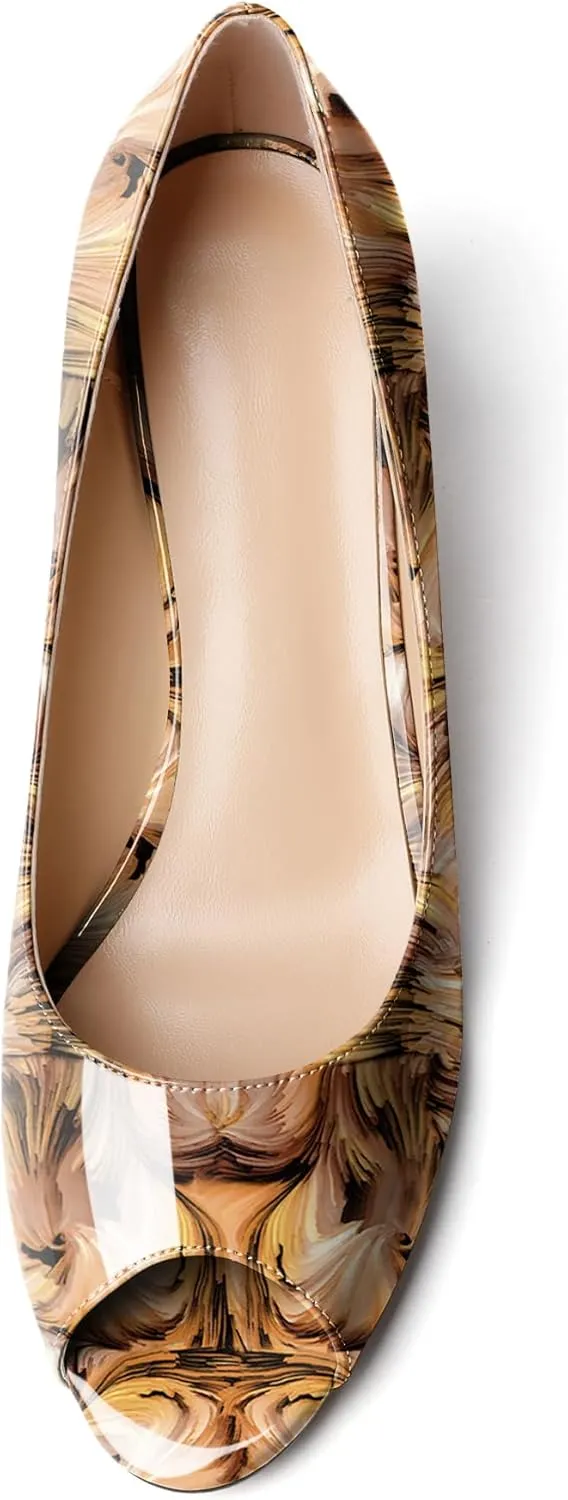 YODEKS Women's Peep Toe Wedge Sandals Low Heel Pumps Open Toe Heeled Sandals Shoes